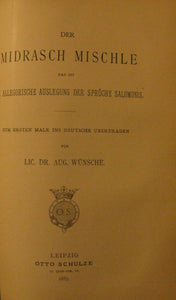 1885 Der Midrasch Mischle August Wunsche Midrash Mishle Proverbs Leipzig Schulze